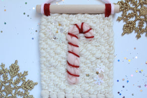 Mini Candy Cane Wall Weaving