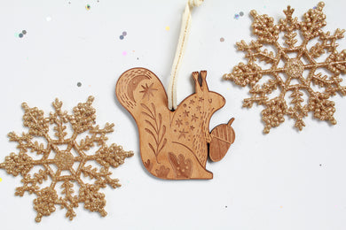 Squirrel Wood Ornament