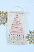 Load image into Gallery viewer, Mini Christmas Tree Wall Weaving Pink w/Sequins