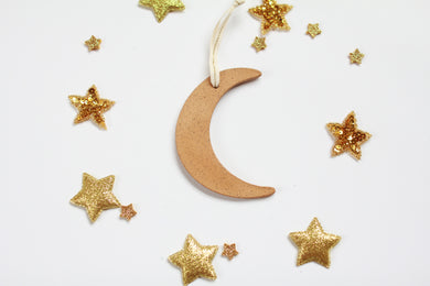 Speckled Crescent Ceramic Ornament