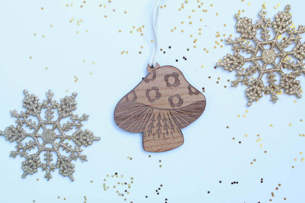 Mushroom Wood Ornament