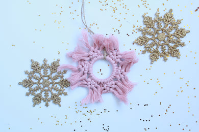 Boho Macrame Snowflake Pink