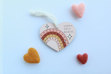 Wooden Heart Rainbow