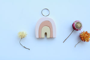 Wood Rainbow Keychain Pink Ochre