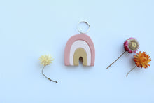 Load image into Gallery viewer, Wood Rainbow Keychain Pink Ochre