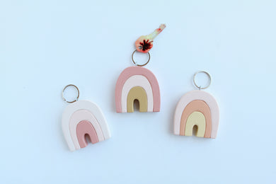 Wood Rainbow Keychain Pink Ochre